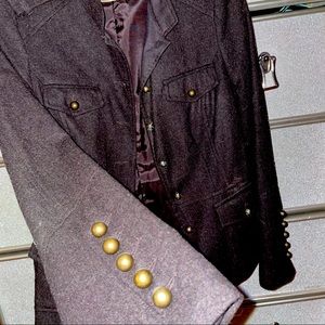 Wool blazer with brass details